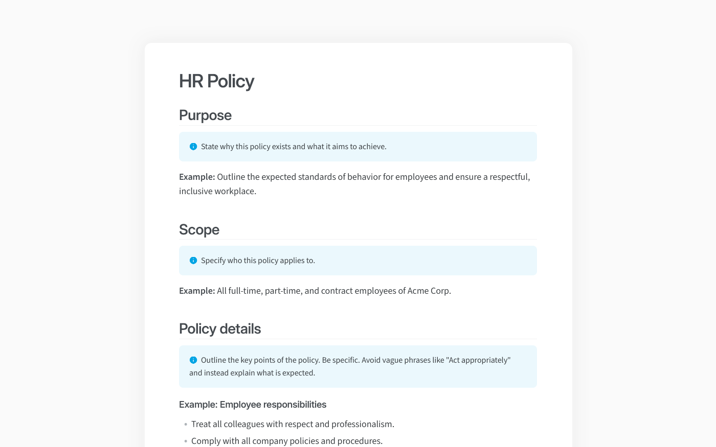 HR policy template